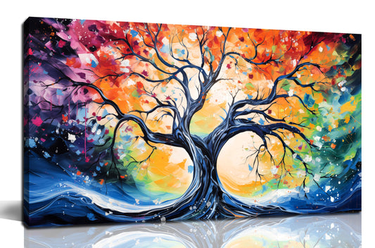 Large Canvas Wall Art Colorful Tree Picture Modern Living Room Bedroom Home Office Wall Decor Framed Canvas Prints Ready to Hang Size 20x40