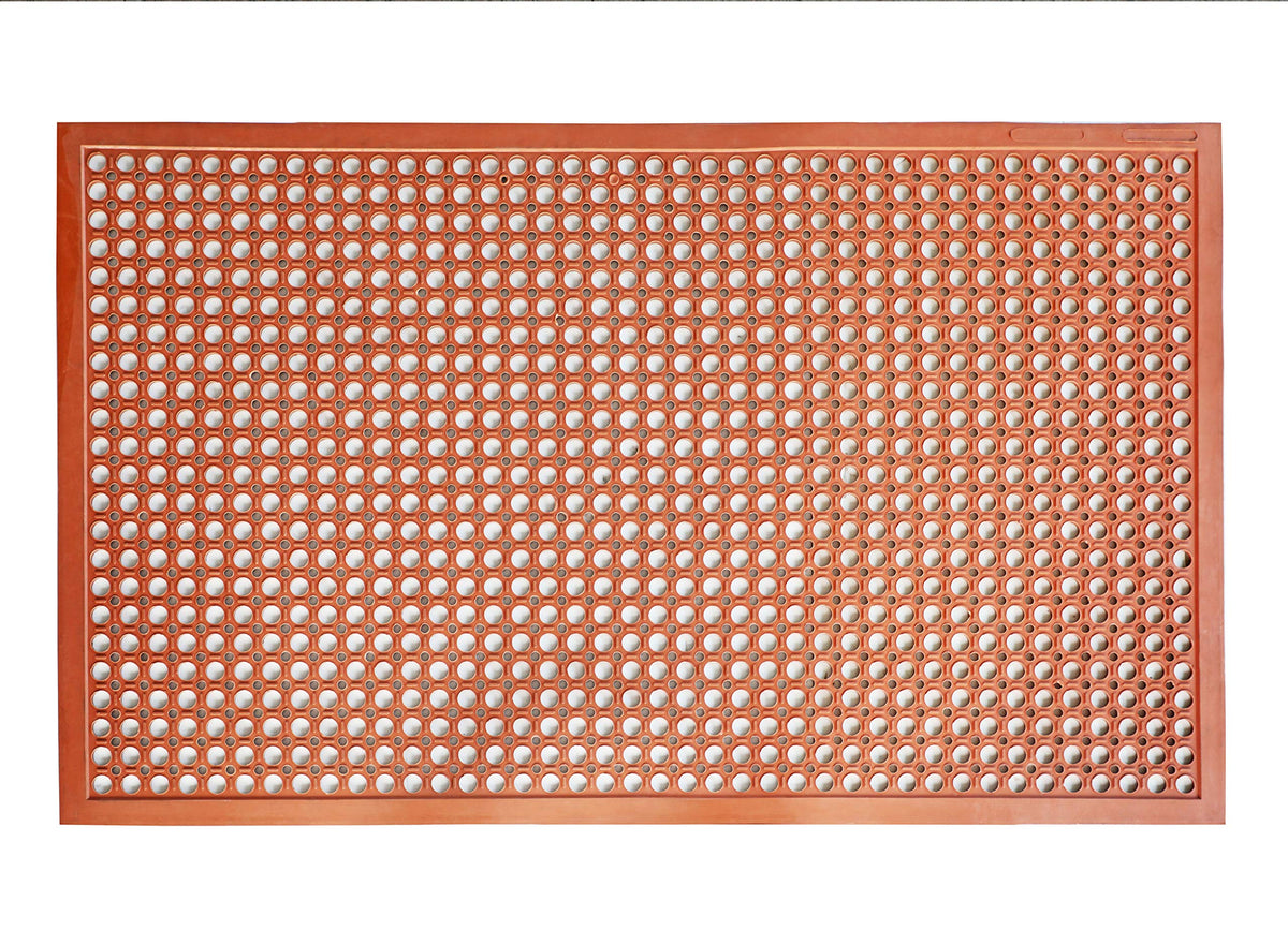 New Star Foodservice 54521 Commercial Grade Grease Resistant Anti-Fatigue Rubber Floor Mat, 36" x 60", Red