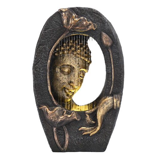 TERESA'S COLLECTIONS Water Fountain Outdoor with LED Light and Pump for Garden Decor,Floor Buddha Statue Resin with Waterfalls,Tall Zen Garden Statues for Yard Decor Housewarming Gifts for Mom 12.6"