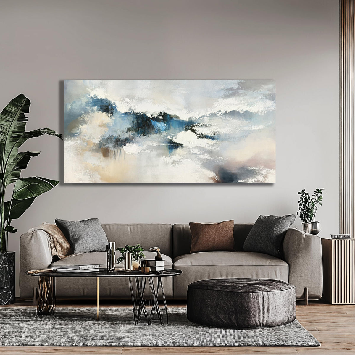 Yuaxker Large Abstract Wall Art Aesthetic Wall Decor Blue and White Artwork Wall Hanging Canvas Painting for Living Room Bedroom Dining Room Office Home Decor 30x60 Inch
