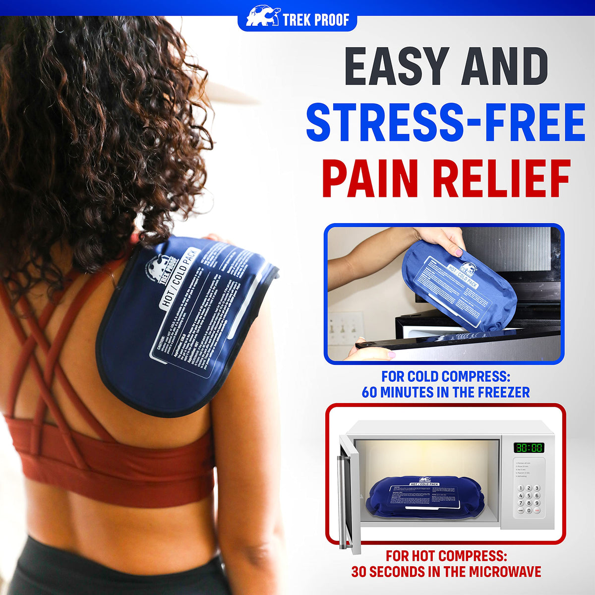 Ice Packs for Injuries Reusable (3-Piece Set) – Hot and Cold Ice Pack Therapy Gel Wrap Support – Supports Recovery, Joint and Muscle Pain – Knees, Back & More (3 Piece Set - Classic)