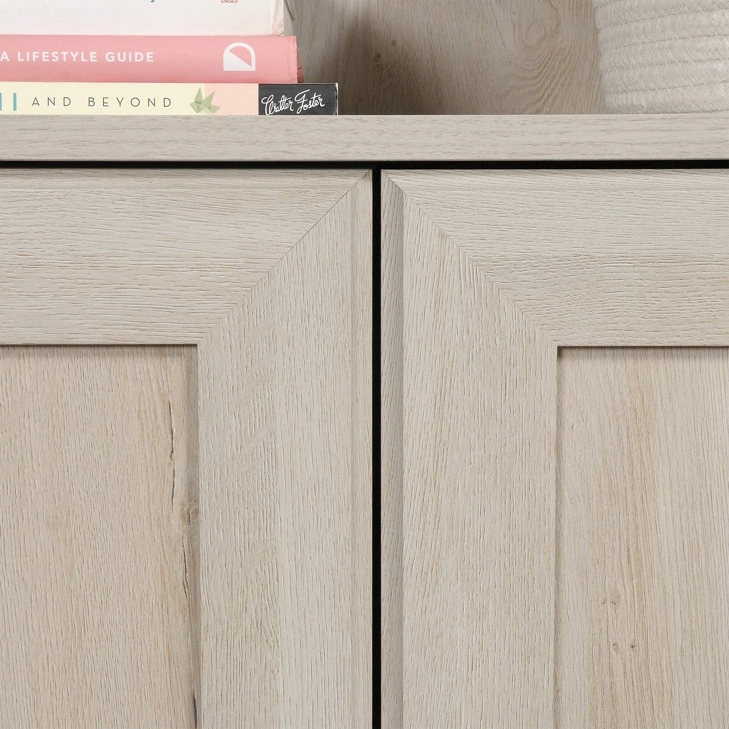 Sauder Miscellaneous Storage Bookcase with Doors, Adjustable Shelves, 5 Shelf Bookcase - Chalked Chestnut Finish