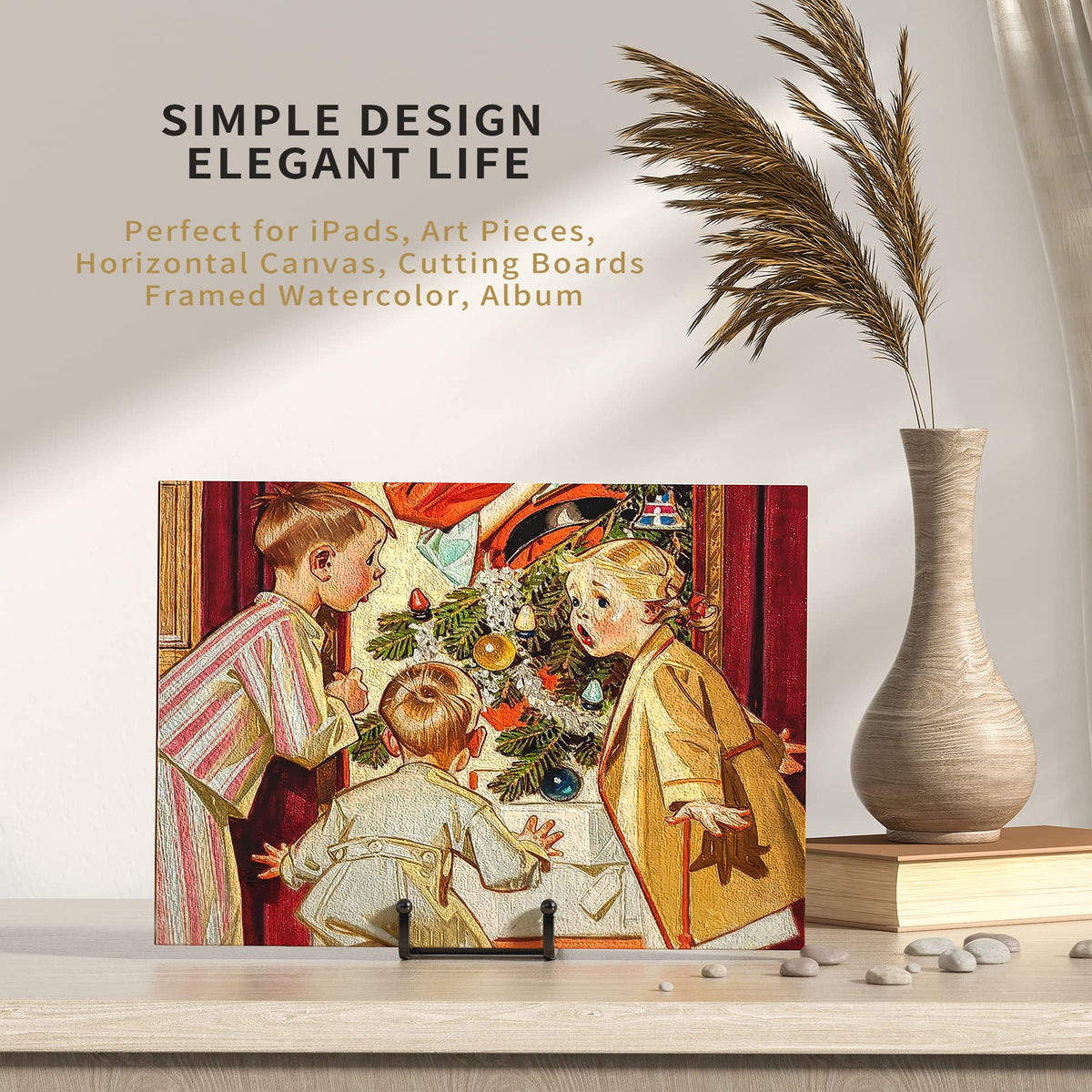 6 Inch Metal Square Picture Frame Easel Stands for Plates, Photos, Decor (Black, 2 Pack)