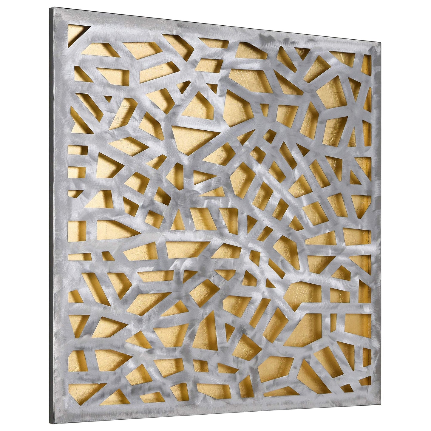 Empire Art Direct Gold Enigma Polished Steel Sculpture Abstract Wall Art with Gold Leaf,Ready to Hang,Living Room, Bedroom ＆ Office (PSL-19308-3232)