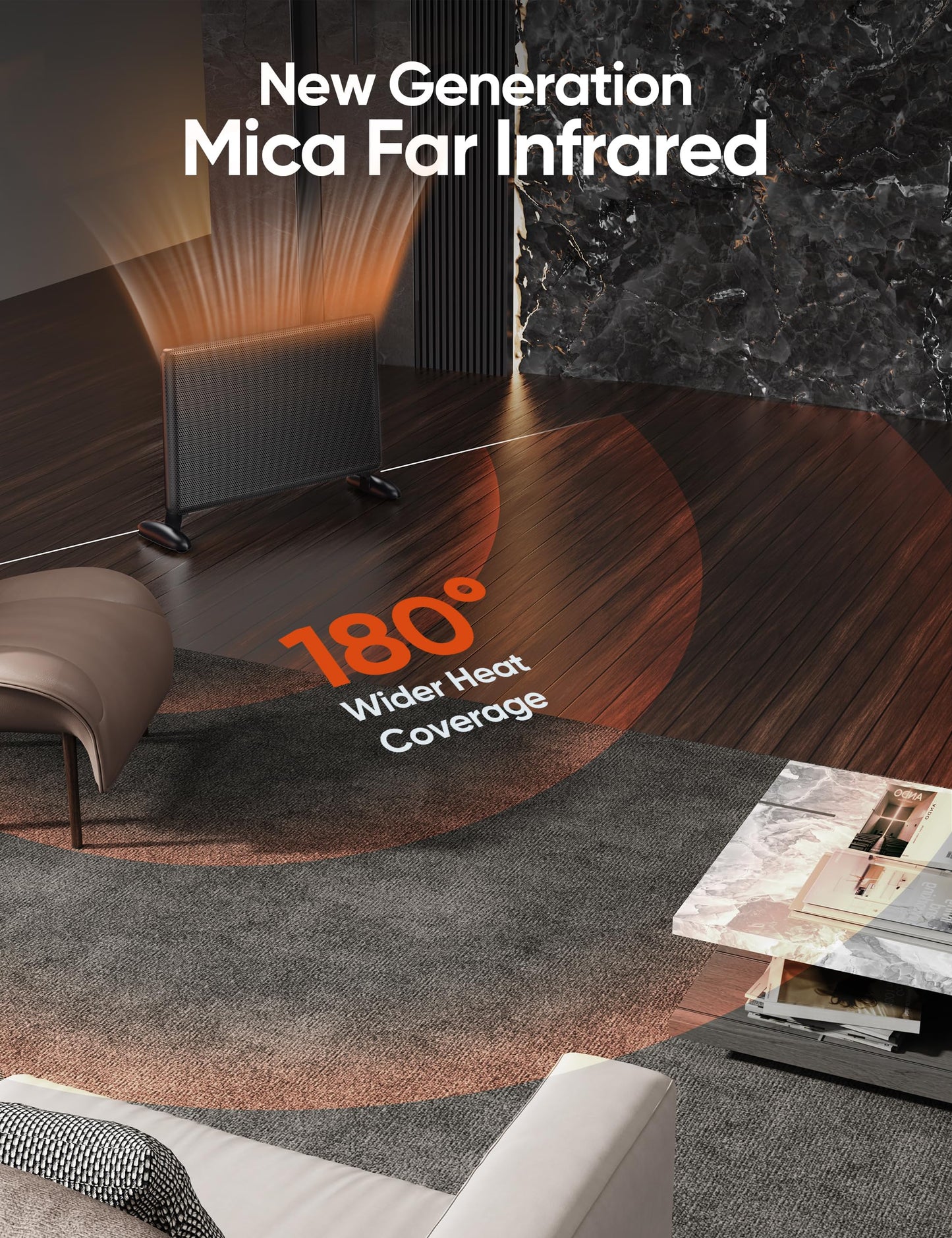 Ballu Mica Infrared Panel Space Heater for Large Room,Smart Quiet Heater with Programmable Thermostat,WiFi App Control,Inverter Energy Efficient for Indoor Use,Compatible with Alexa,Black
