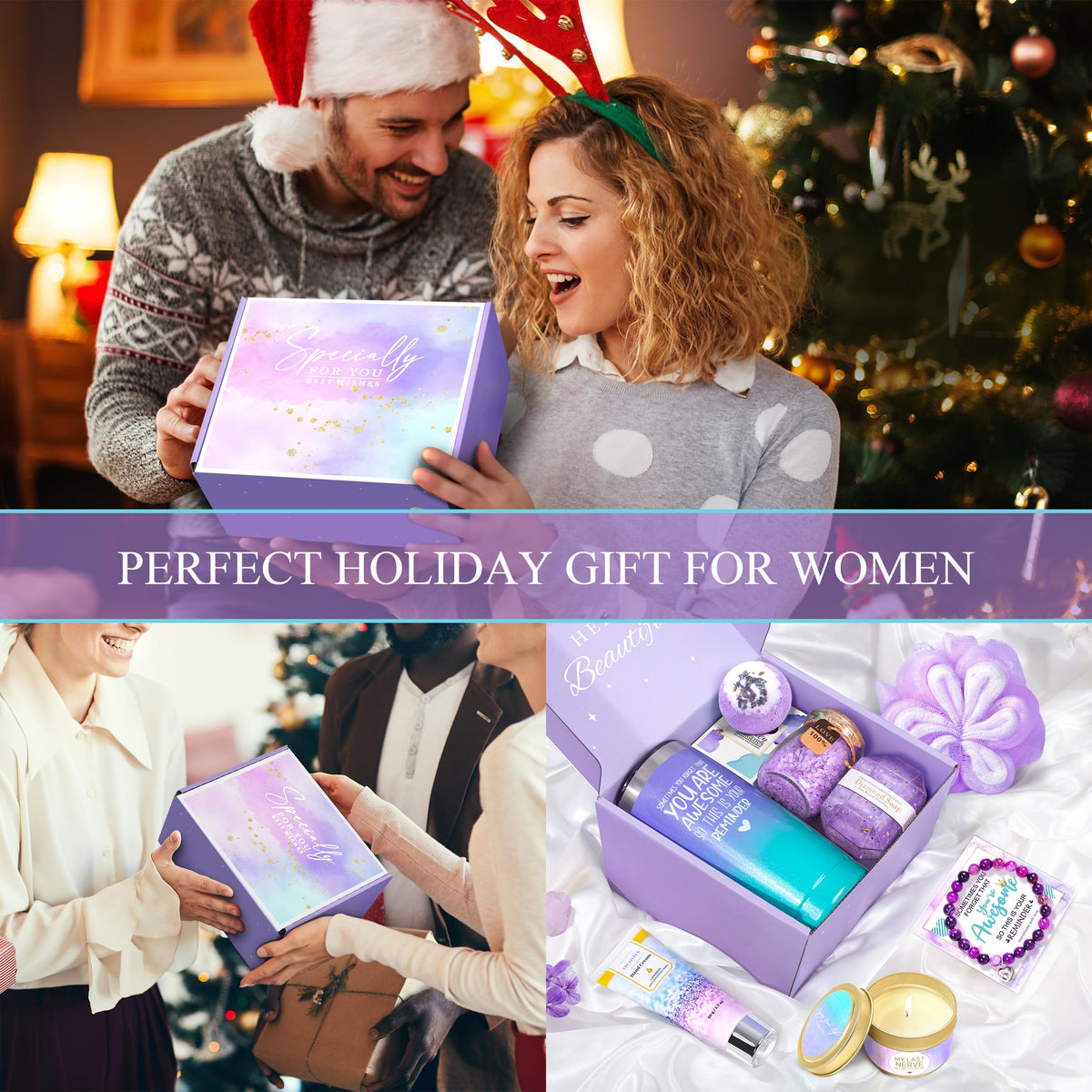 Gifts for Women, Birthday Gifts for Women, Sister, Wife, Teacher, 9pcs Lavender Care Package Gifts Set, Get Well Soon Gifts for Woman, Thinking of You Gift ,Christmas Gift Sets for Her