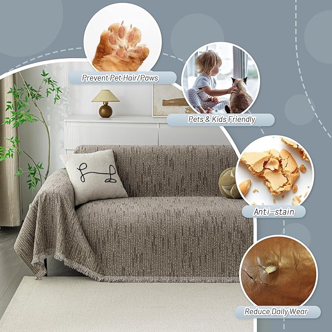 MYSKY HOME Boho Couch Cover Sand Sofa Covers