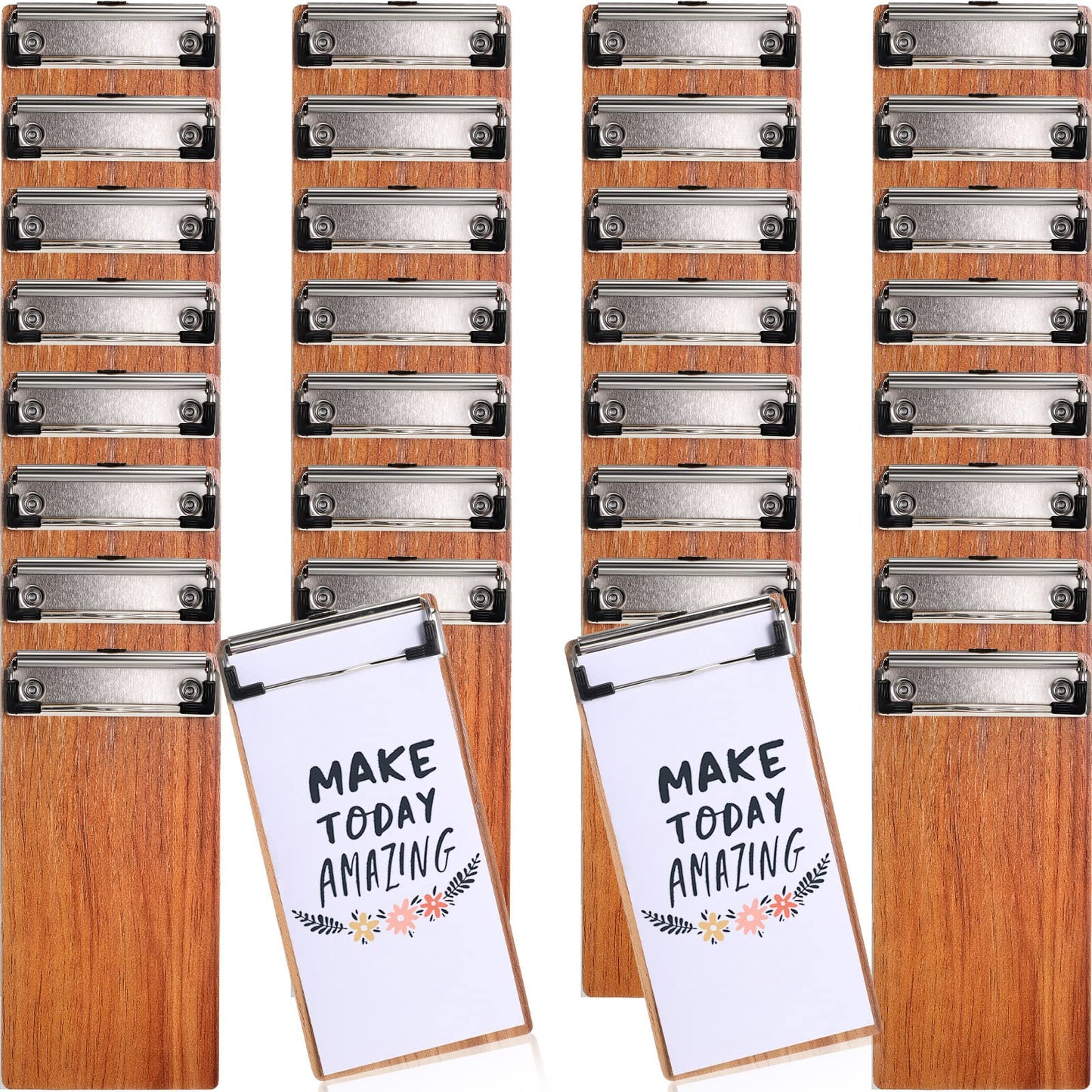 Epakh 30 Pcs Mini Clipboard Small Clipboards Wooden Half Page Clipboard Wood Check Presenters Kids Clipboards for Restaurant School Waitress Guest Server Books Menu Holder, 8 x 4 Inch
