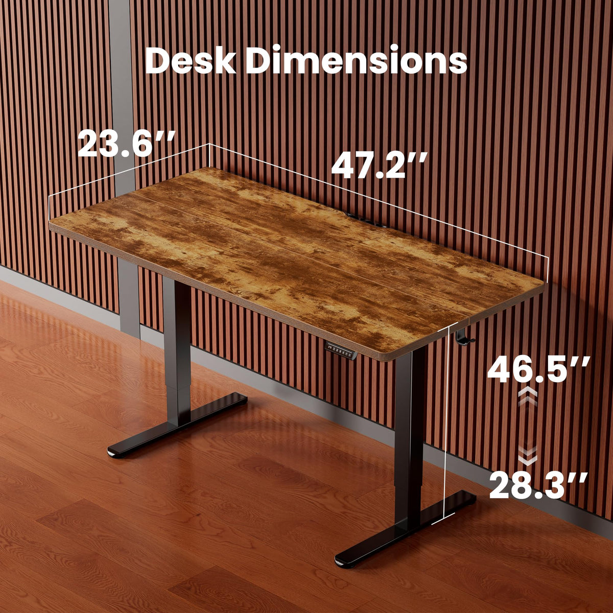 ErGear Height Adjustable Electric Standing Desk, 48 x 24 Inches Sit Stand up Desk, Memory Computer Home Office Desk, Vintage Brown