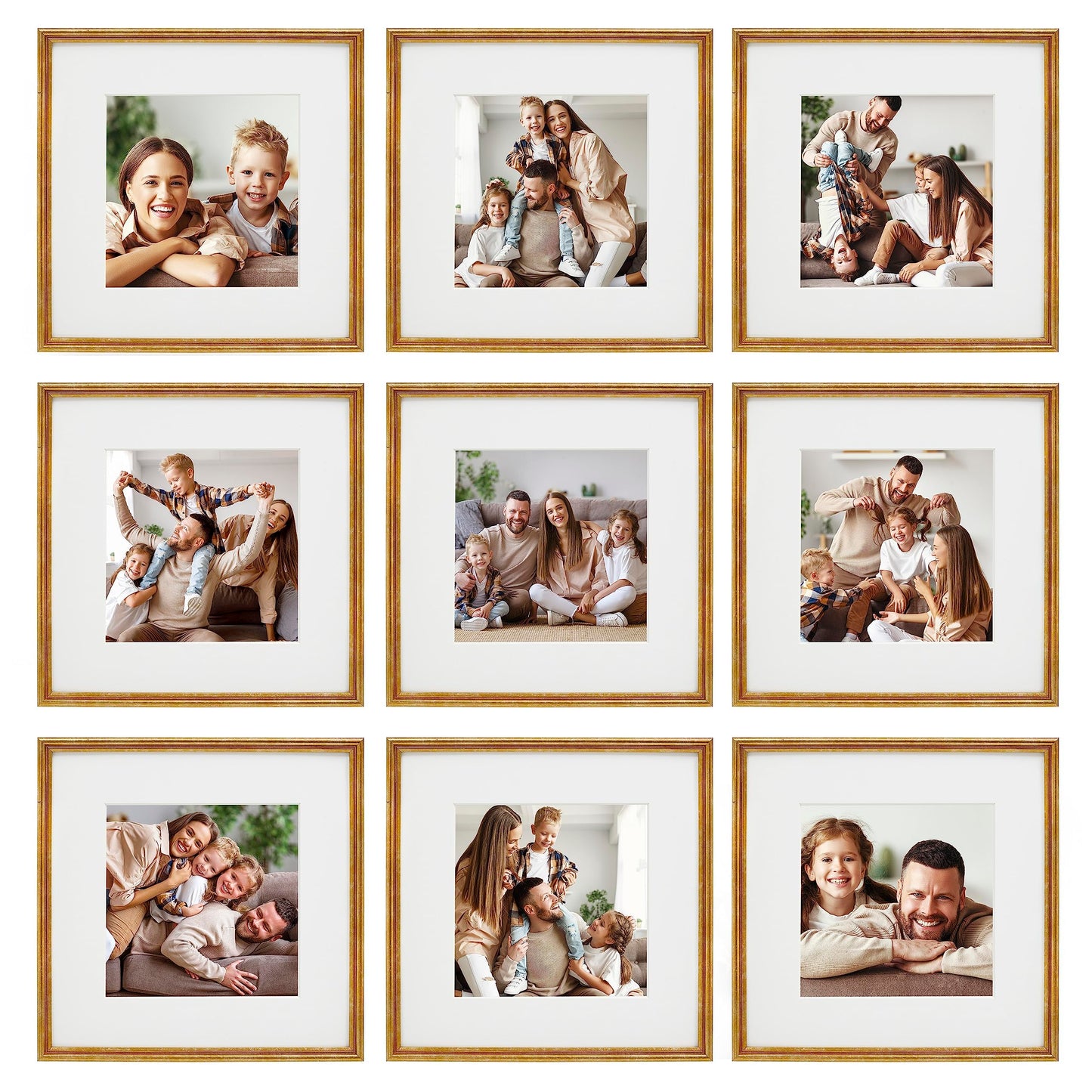 Sheffield Home 9 Piece Gallery Wall Frame Set, 12x12 Inch, Antique Bronze