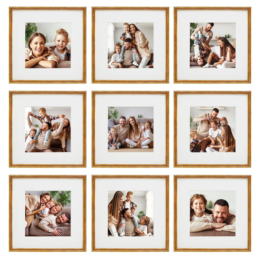 Sheffield Home 9 Piece Gallery Wall Frame Set, 12x12 Inch, Antique Bronze