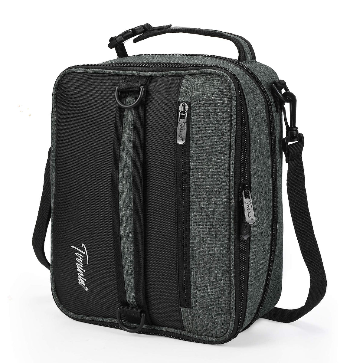 Tirrinia Expandable Insulated Lunch Bag for Men Women – Leakproof Reusable Cooler LunchBox for Kids & Adults with Shoulder Strap, Perfect for Work, School, Office, Travel,Charcoal