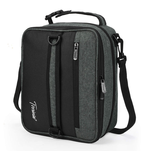Tirrinia Expandable Insulated Lunch Bag for Men Women – Leakproof Reusable Cooler LunchBox for Kids & Adults with Shoulder Strap, Perfect for Work, School, Office, Travel,Charcoal
