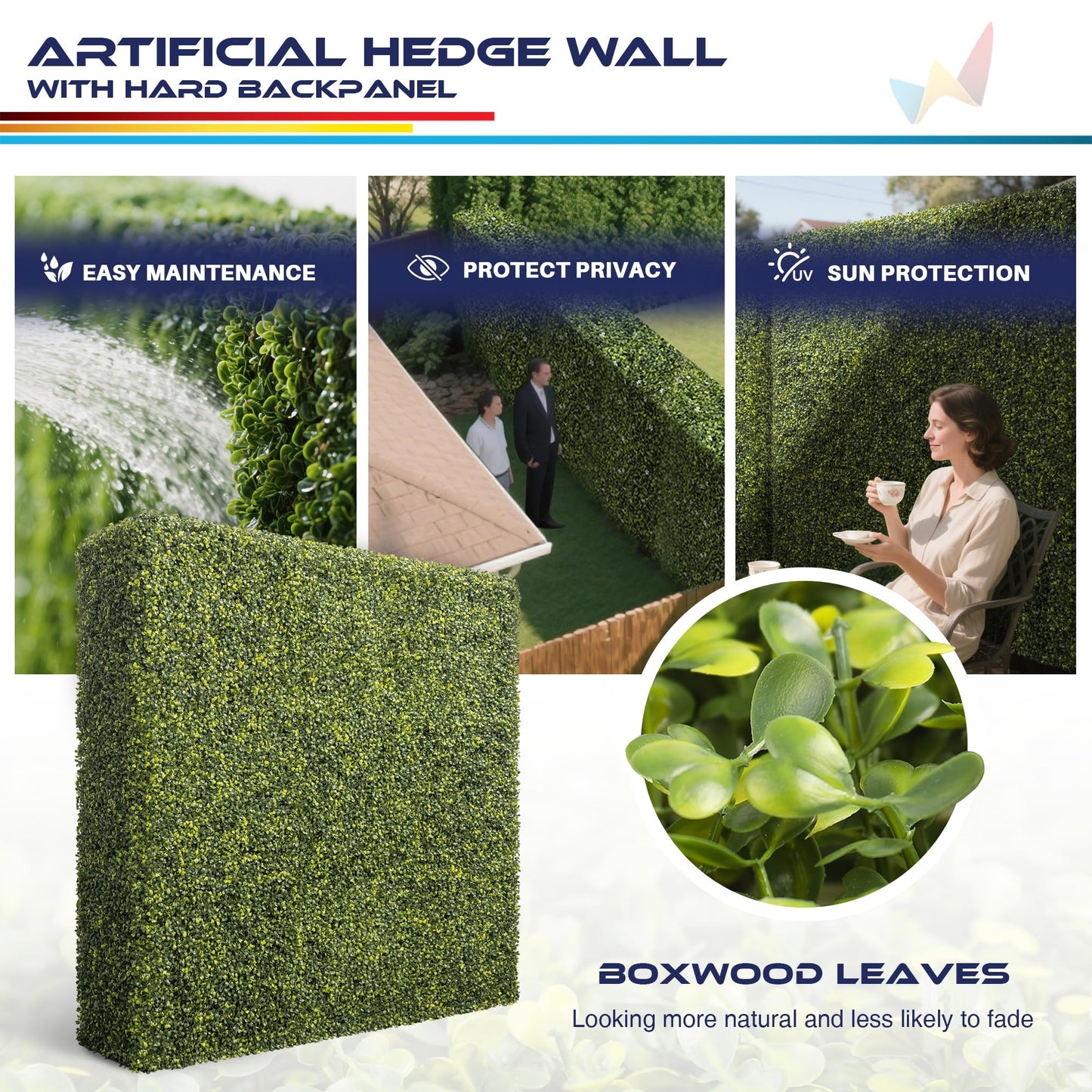 Windscreen4less 18Wx36Hx6D inches Artificial Boxwood Hedge Wall, Greenery Fake Grass Background Partition, Outdoor Privacy Wall for Terrace, Balcony, Restaurant, Garden, Party Decoration