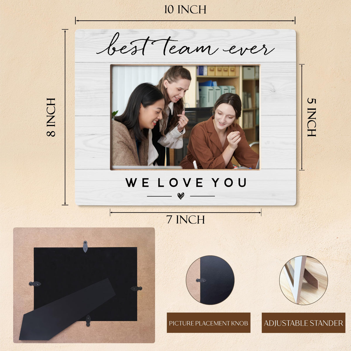 HUKINE Best Team Ever Gift Frame 5x7, Best Team Gifts for Coworkers Employees, Teams Appreciation Gifts Picture Photo Frames for Tabletop Desk Decor