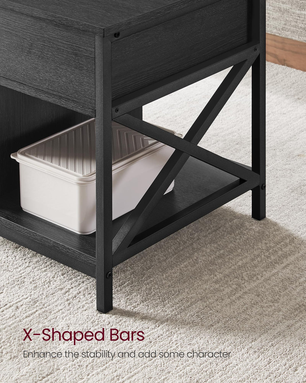 VASAGLE Coffee Table Lift Top, 3 in 1 Center Table with Storage, Gas Spring, 2 Drawers and 3 Hidden Compartments, Open Shelf, for Living Room, Home Office, Honey Brown and Rustic White ULCT254W01