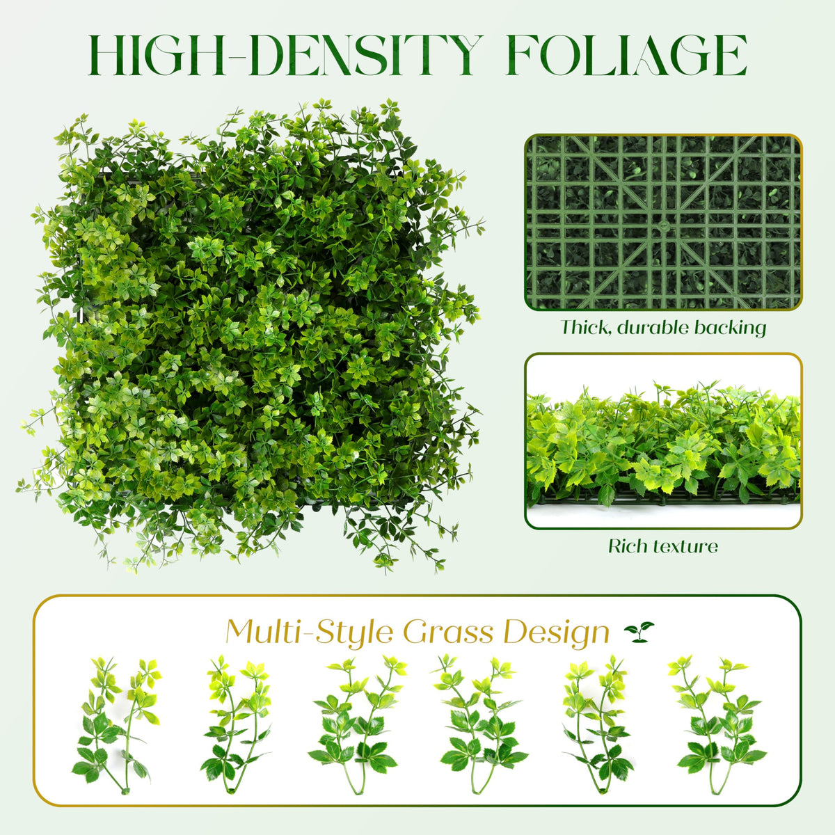 Artificial Grass Wall Panels, UV-Resistant Green Wall Panels, Privacy Fence Screen, Greenery Wall Backdrop for Indoor & Outdoor Decor, Plant Wall Green Wall Decor - 20"*20" 6 Pack