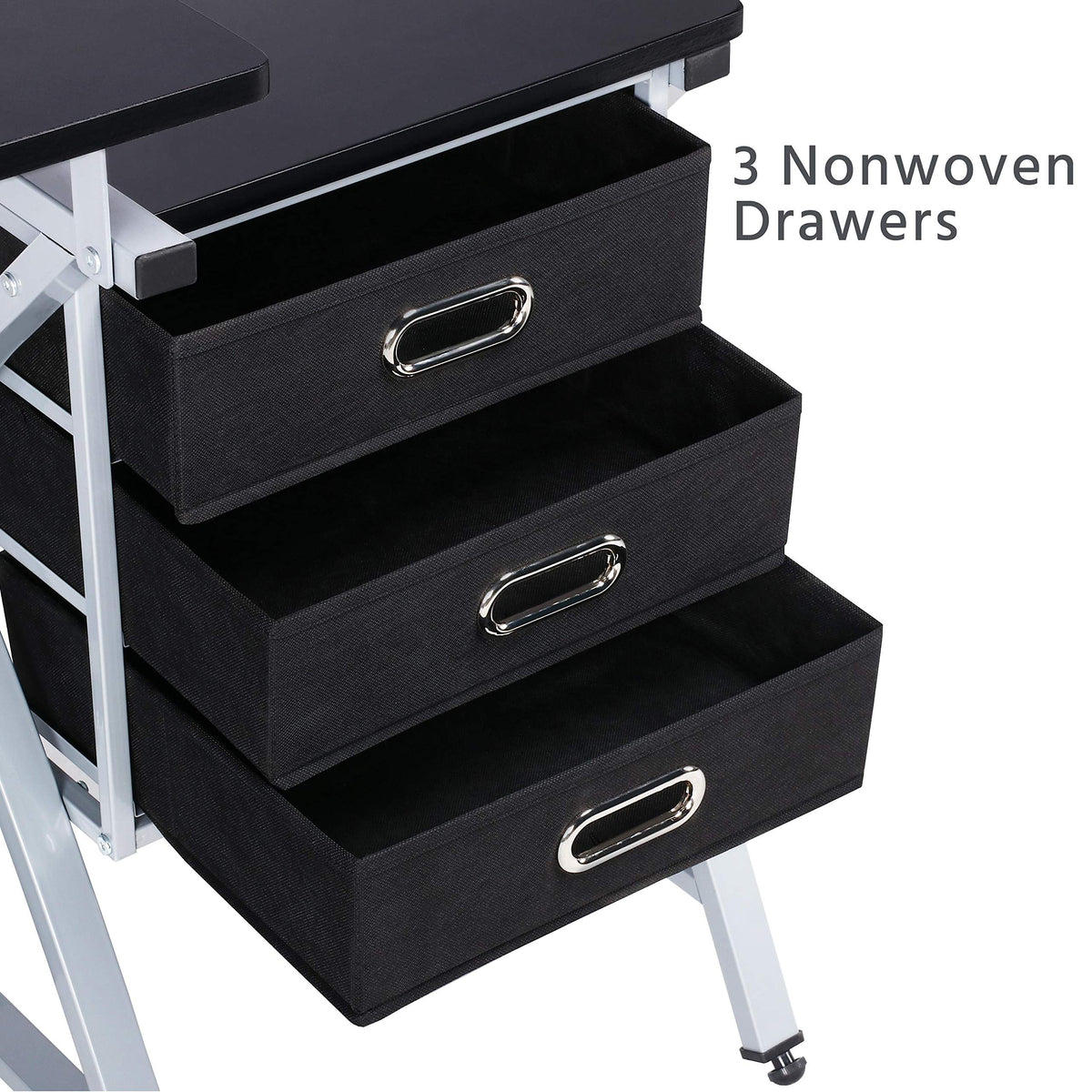 Yaheetech Drafting Desk, Drawing Table for Artists/Adults, Art Desk w/Stool and 3 Slide Drawers, Painting Studio Design Work Station, Adjustable Tabletop, Modern, 50.5 x 24 x 45 inch