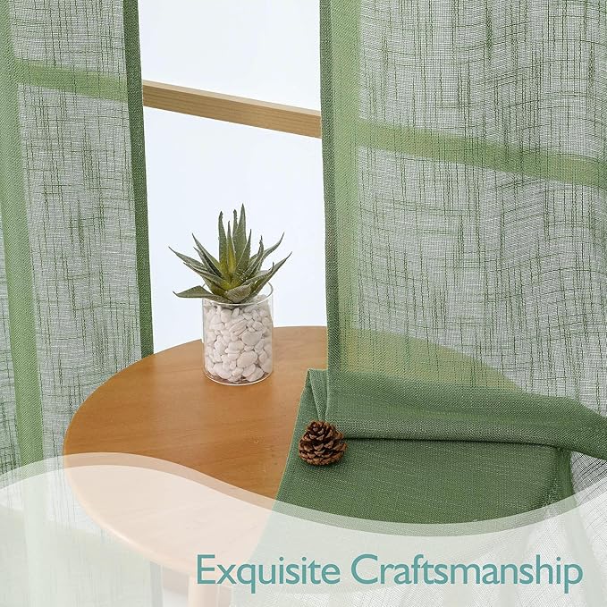 Chyhomenyc Extra Long Sage Green Semi Sheer Curtains 108 Inches Long 2 Panels