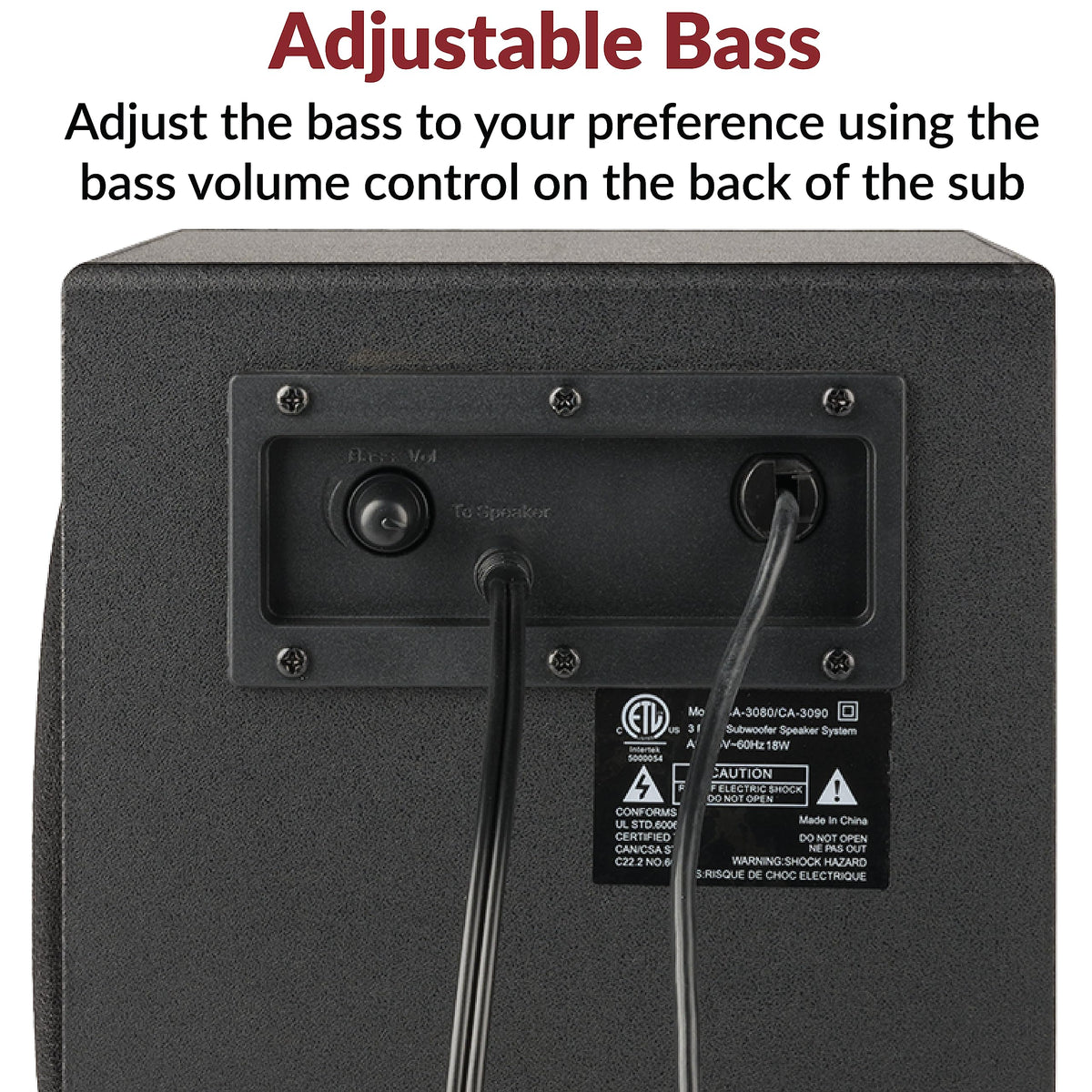 Cyber Acoustics CA-3090 2.1 Speaker System with Subwoofer with 18W of Power – Easy Setup and Convenient Controls, Great for Music, Movies, and Gaming