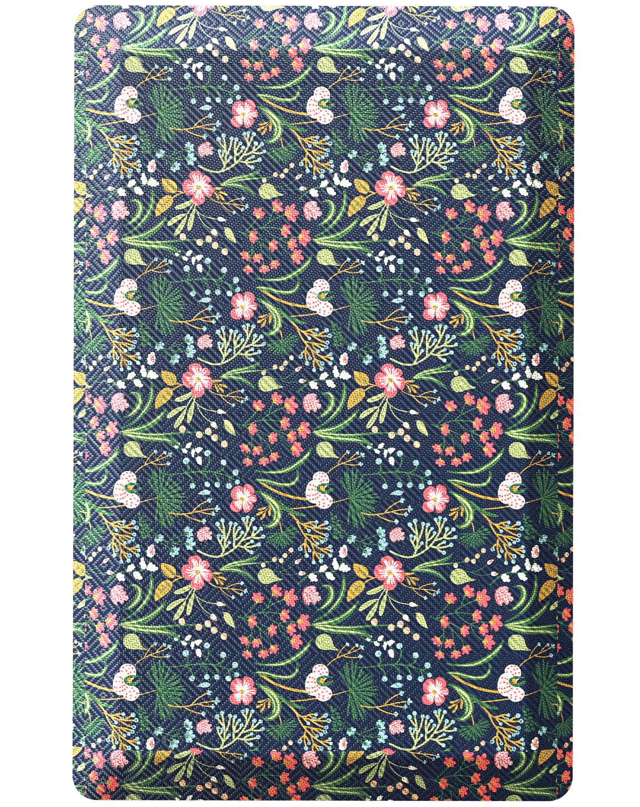 Ophanie Kitchen Mats for Floor, 3/4 inch Thick, 17x28 Anti Fatigue Cushioned Mat, Kitchen Rugs, Waterproof, Comfort Ergonomic Standing Mat for Office, Home, Sink, Blue Flower Non-Slip Ridged Bottom