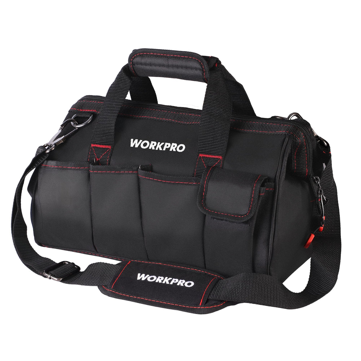 WORKPRO 14-inch Tool Bag, Multi-pocket Tool Organizer with Adjustable Shoulder Strap, W081021A , black
