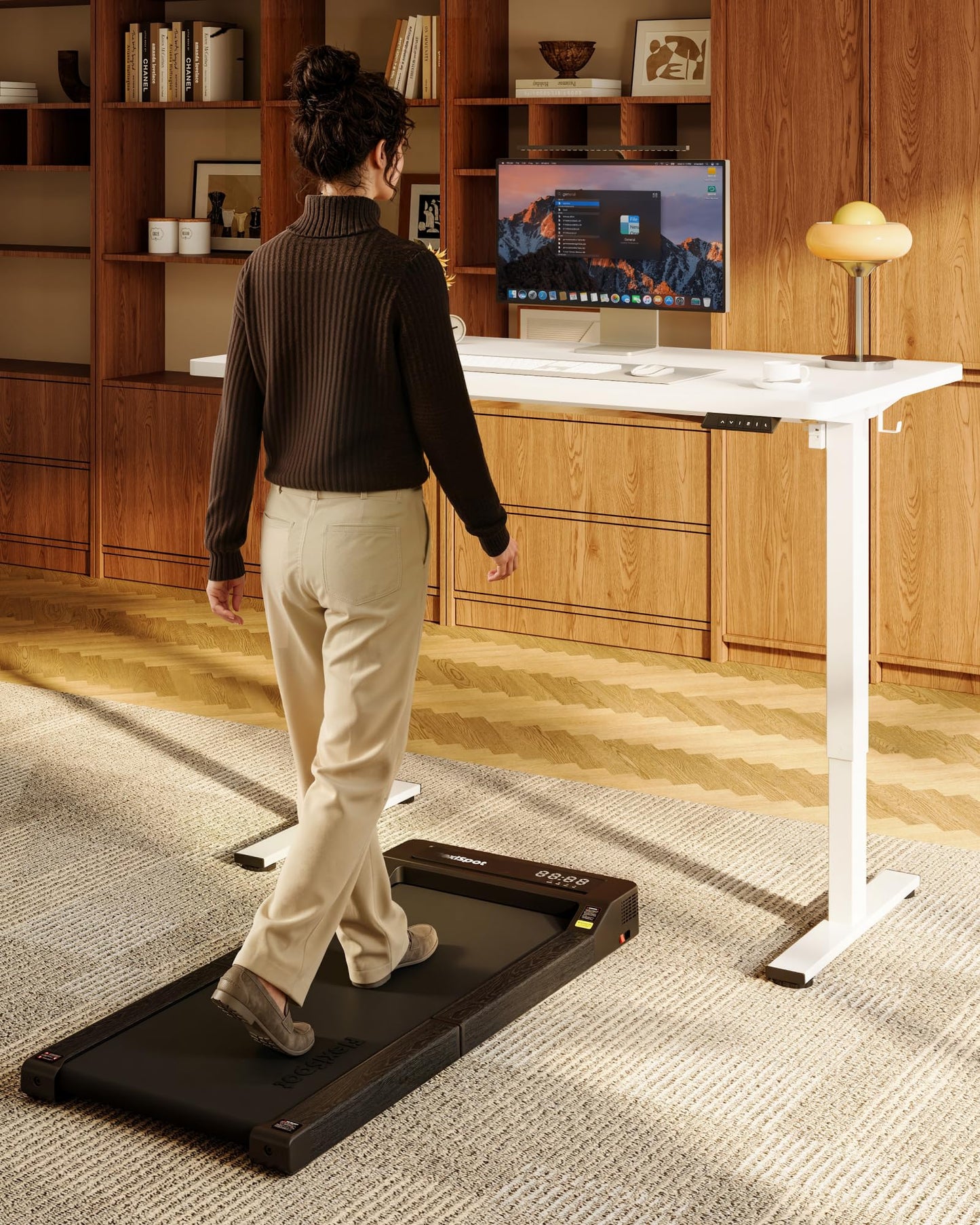 FLEXISPOT EN1 One-Piece Standing Desk, 48"x24" Seamless Desktop Electric Height Adjustable Desk for Home Office, Multi-Monitor Setups & Easy Assembly, White