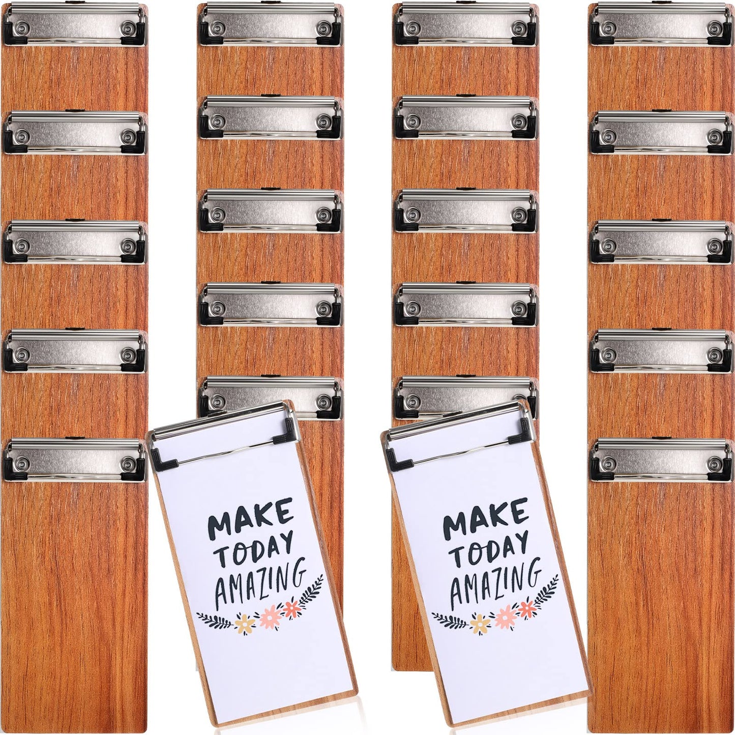 Epakh 20 Pcs Mini Clipboard Small Clipboards Wooden Half Page Clipboard Wood Check Presenters Kids Clipboards for Restaurant School Waitress Guest Server Books Menu Holder, 8 x 4 Inch