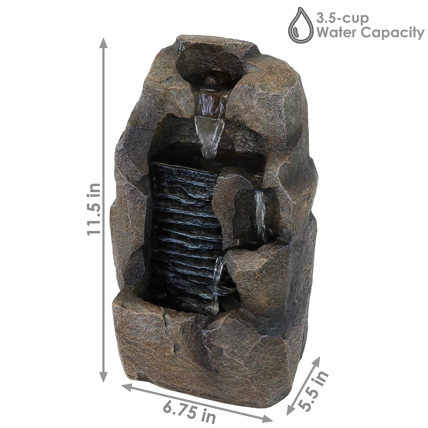 Sunnydaze Stony Rock Tabletop Water Fountain - 11 Inch Relaxing Indoor Desktop Water Fountain - Office, Bedroom, Living Room