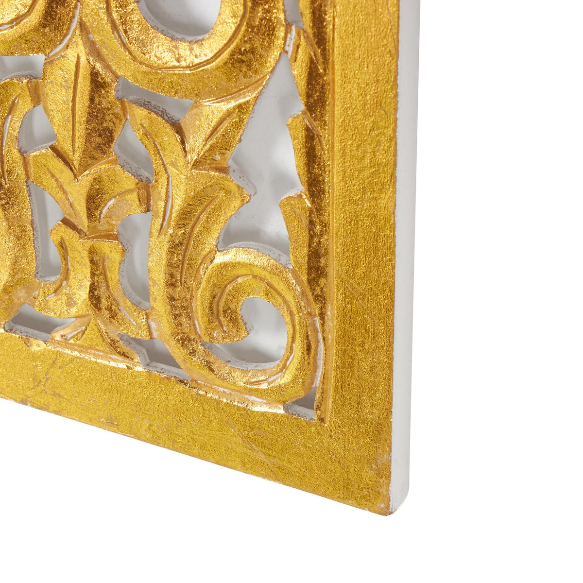Deco 79 Wooden Floral Handmade Home Wall Decor Intricately Carved Arabesque Wall Sculpture, Wall Art 12" x 1" x 36", Gold