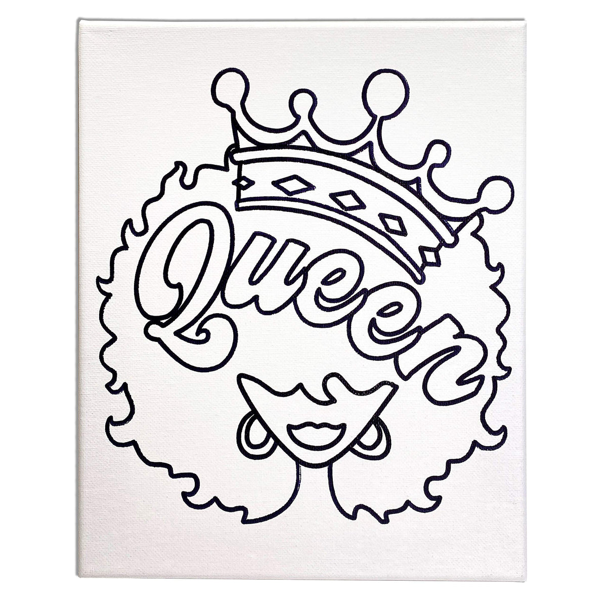 Indigo Art Studio Pre Drawn Canvas Painting for Adults Kids | Stenciled | Art Activity | Afro Queen | DIY Birthday Gift & Adult Sip and Paint with Twist Party Favor (11x14 Inches)