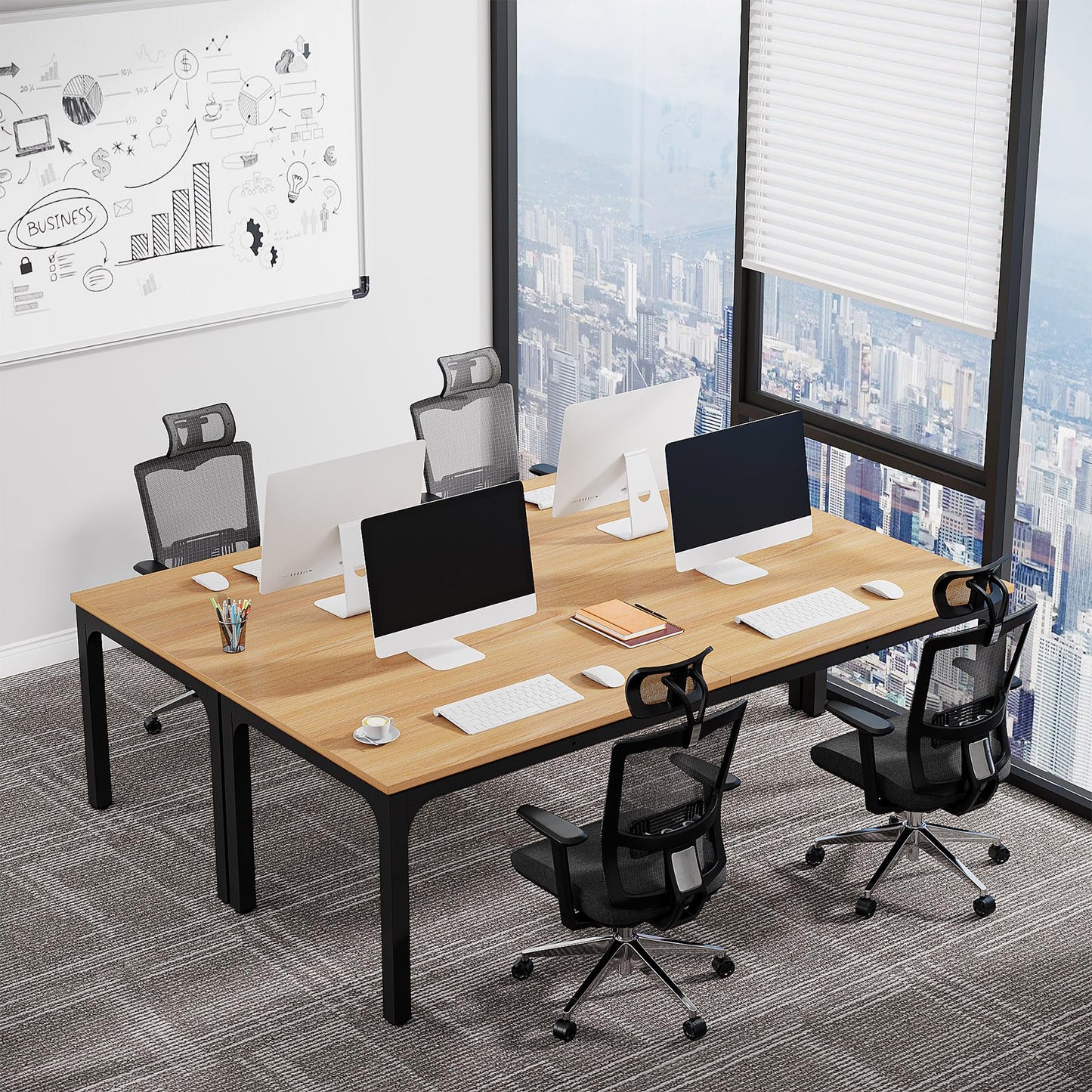 Tribesigns 6.5 FT Conference Room Table, 78.74" W x 27.56" D Large Office Conference Table, Modern Seminar Meeting Table Desk for Boardroom, Meeting Room (1, Natural)
