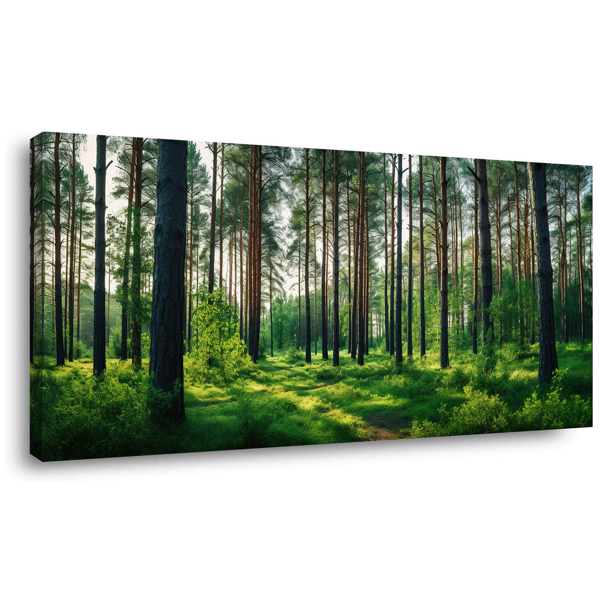 Lasdel Calm Forest Landscape Wall Art for Living Room Office Green Canvas Painting Prints Large Scenic Nature Artwork Dining Room Kitchen Bathroom Hallway Bedroom Decor (20x40 Inches)