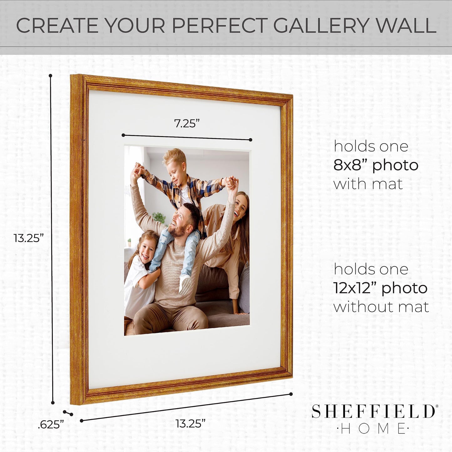Sheffield Home 9 Piece Gallery Wall Frame Set, 12x12 Inch, Antique Bronze