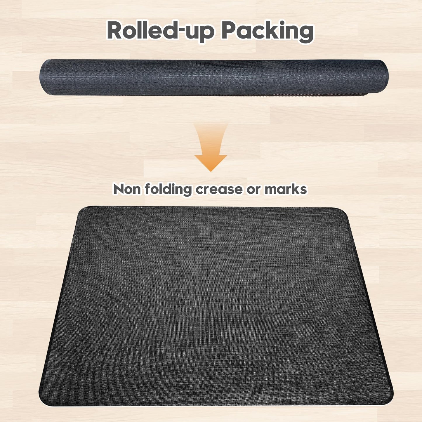 Sycoodeal Office Chair Mat for Hardwood & Tile Floor, 36" x 48" Heavy Duty Computer Gaming Chair Mat for Rolling Chairs Non-Curve, Anti-Slip, Floor Protector for Home Office (Black)