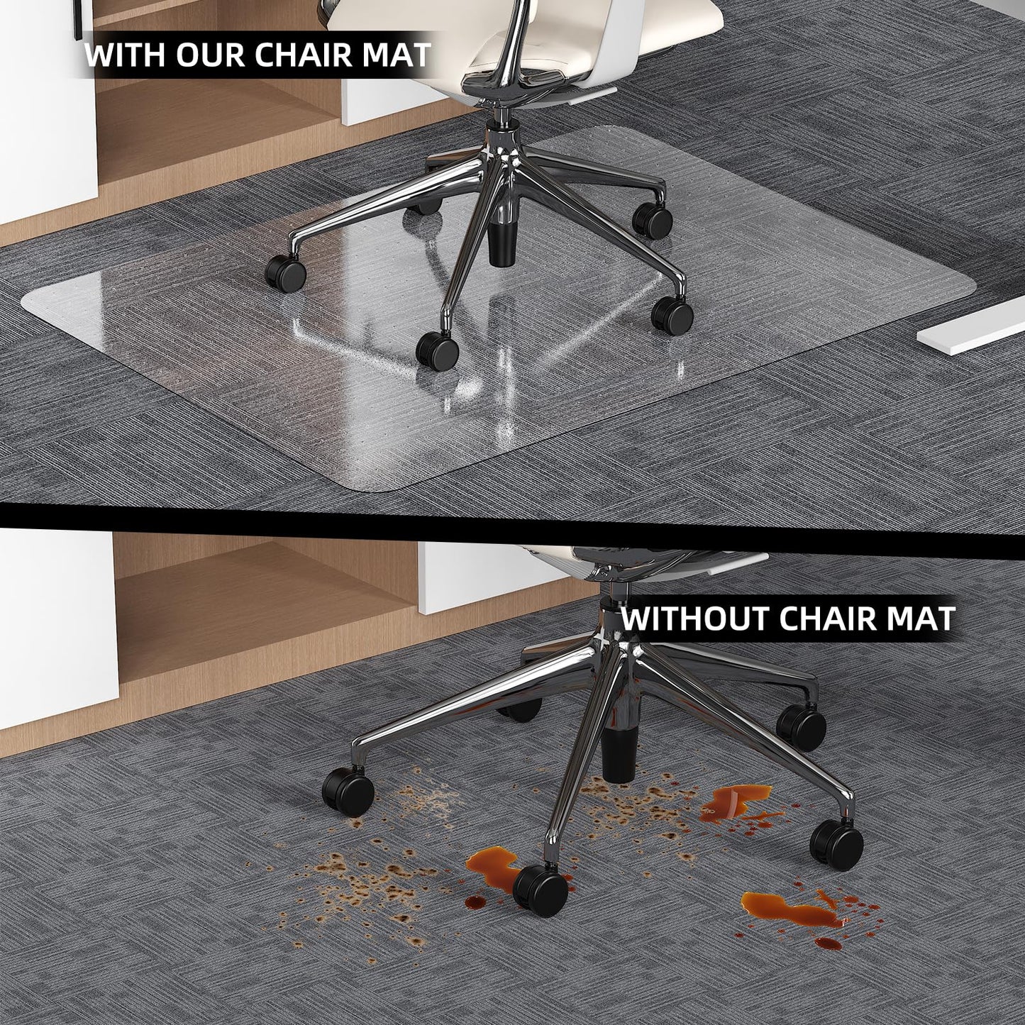 KAISLE Office Chair Mat for Carpet, 32x48 Heavy Duty Clear Plastic Rolling Chair Mat for Carpet Floor, Under Computer Desk Chair Floor Mats Protector Carpeted Floors
