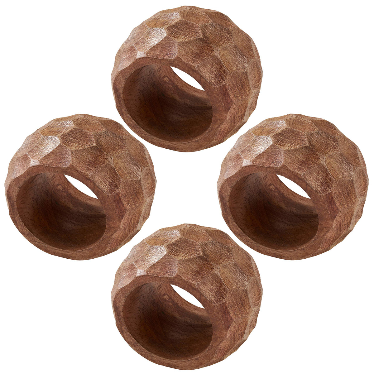 Saro Lifestyle Chunky Wood Napkin Rings (Set of 4), Natural