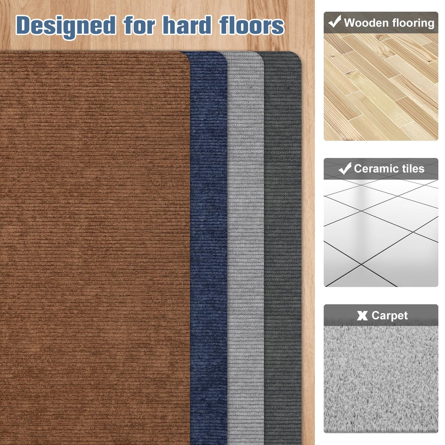 Placoot Desk Chair Mat for Hardwood Floor Corduroy Surface 55''x35'' Office Chair Mat for Rolling Chairs, Under Desk Low-Pile Office Rug Floor Mat