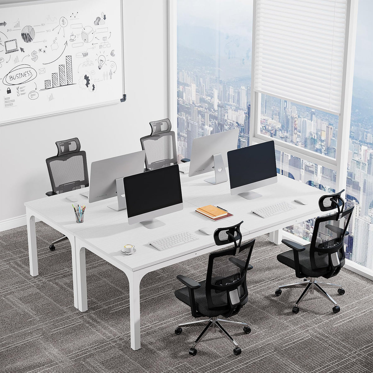 Tribesigns 6.5 FT Conference Room Table, 78.74" W x 27.56" D Large Office Conference Table, Modern Seminar Meeting Table Desk for Boardroom, Meeting Room (1, White)