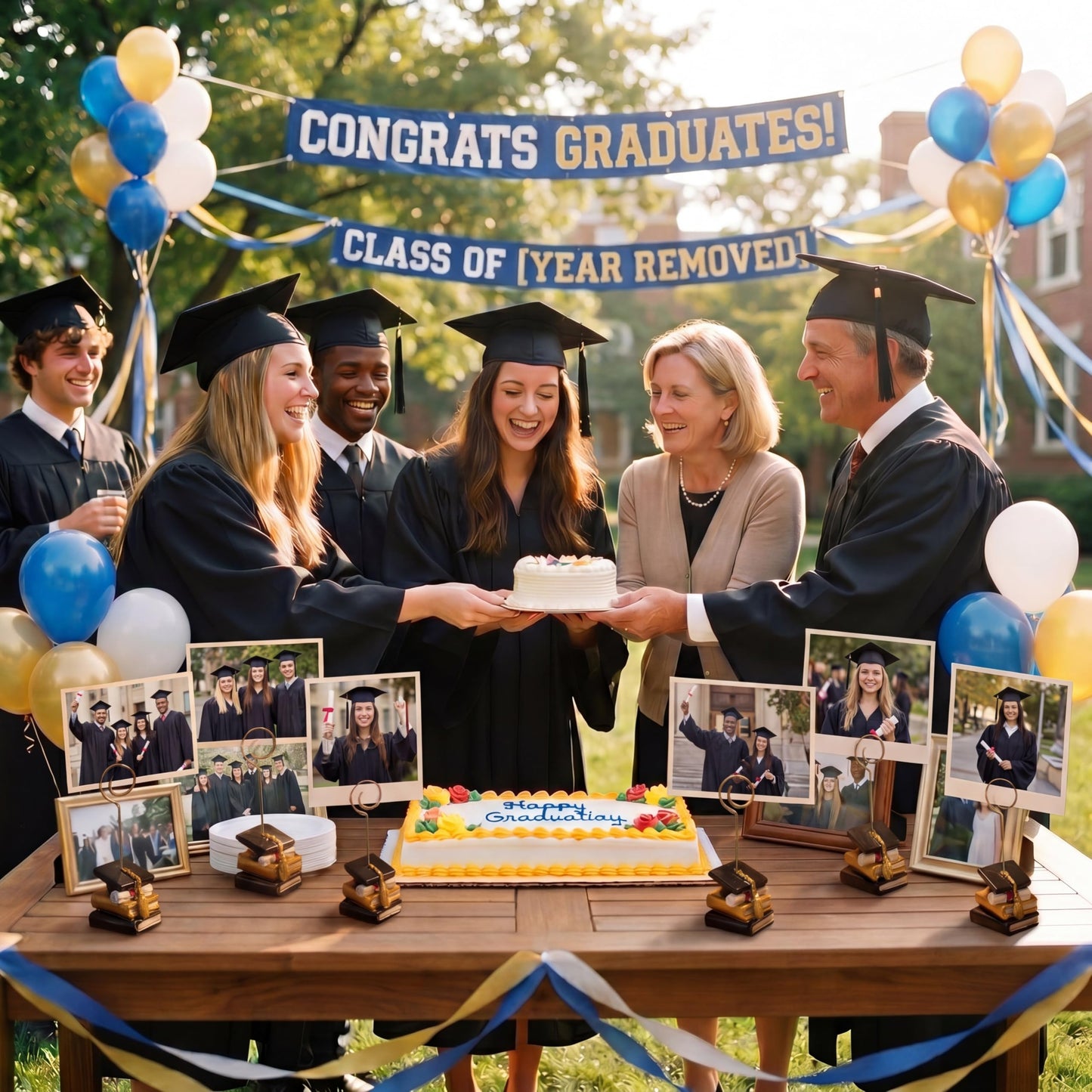 Glenmal 12 Pcs Grad Cap Picture Holders 4.53 Inches Resin Metal Graduation Picture Holders for Tables Centerpieces Grad Cap Photo Table Number Card Stands for Class of 2026 Graduation Party Supplies