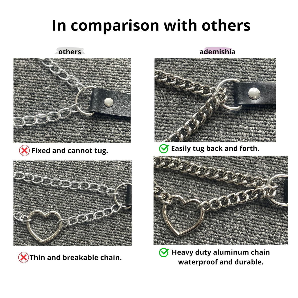 ADEMISHIA Black/Pink Leather Choker Necklace For Women, Handmade Adjustable Chain Collar with Metallic Heart Ring