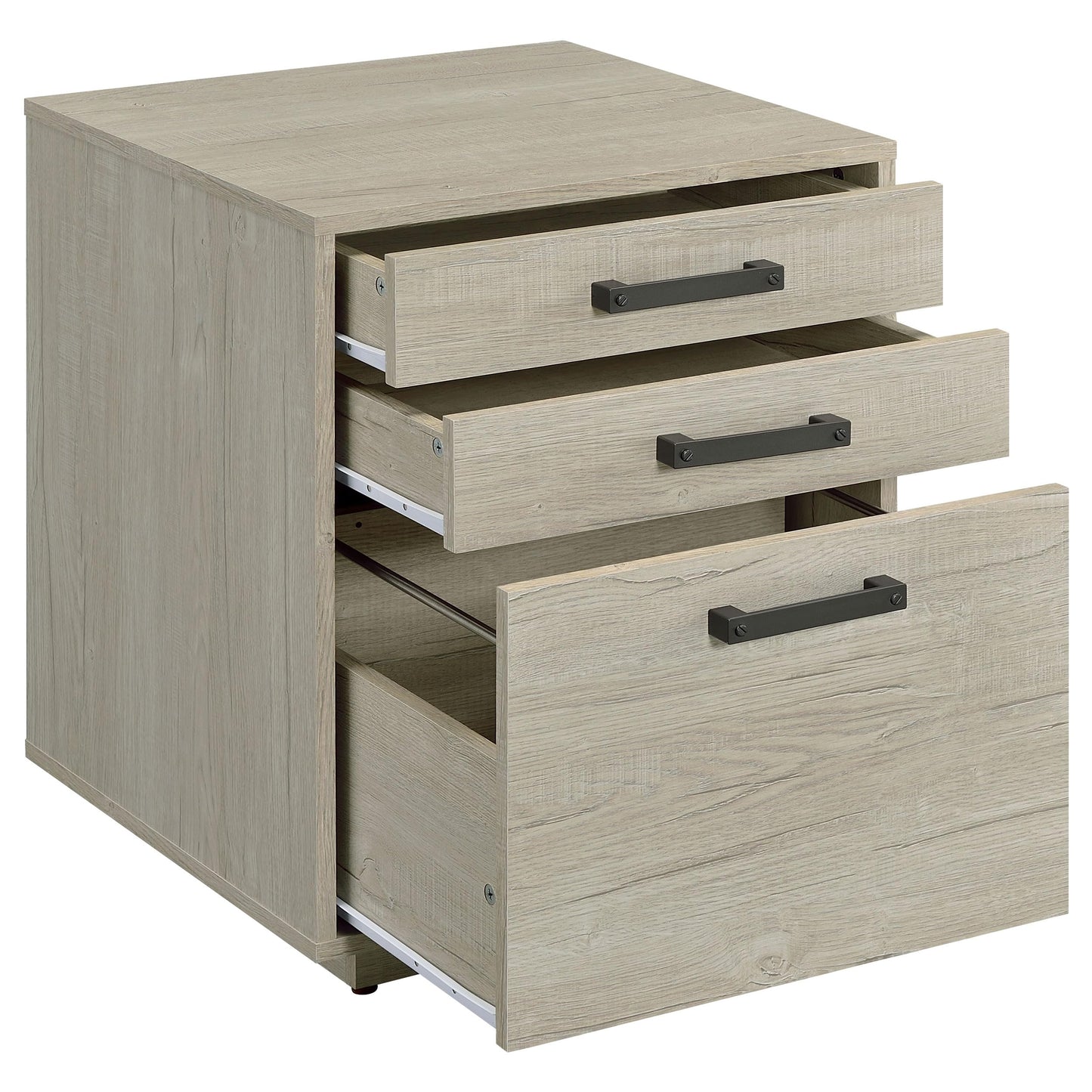 Coaster Home Furnishings - Loomis - Engineered Wood & Veneer - 3-Drawer Modern File Cabinet with Drawer Pulls and Euro Glides - Home Office - Whitewashed Gray - 805882