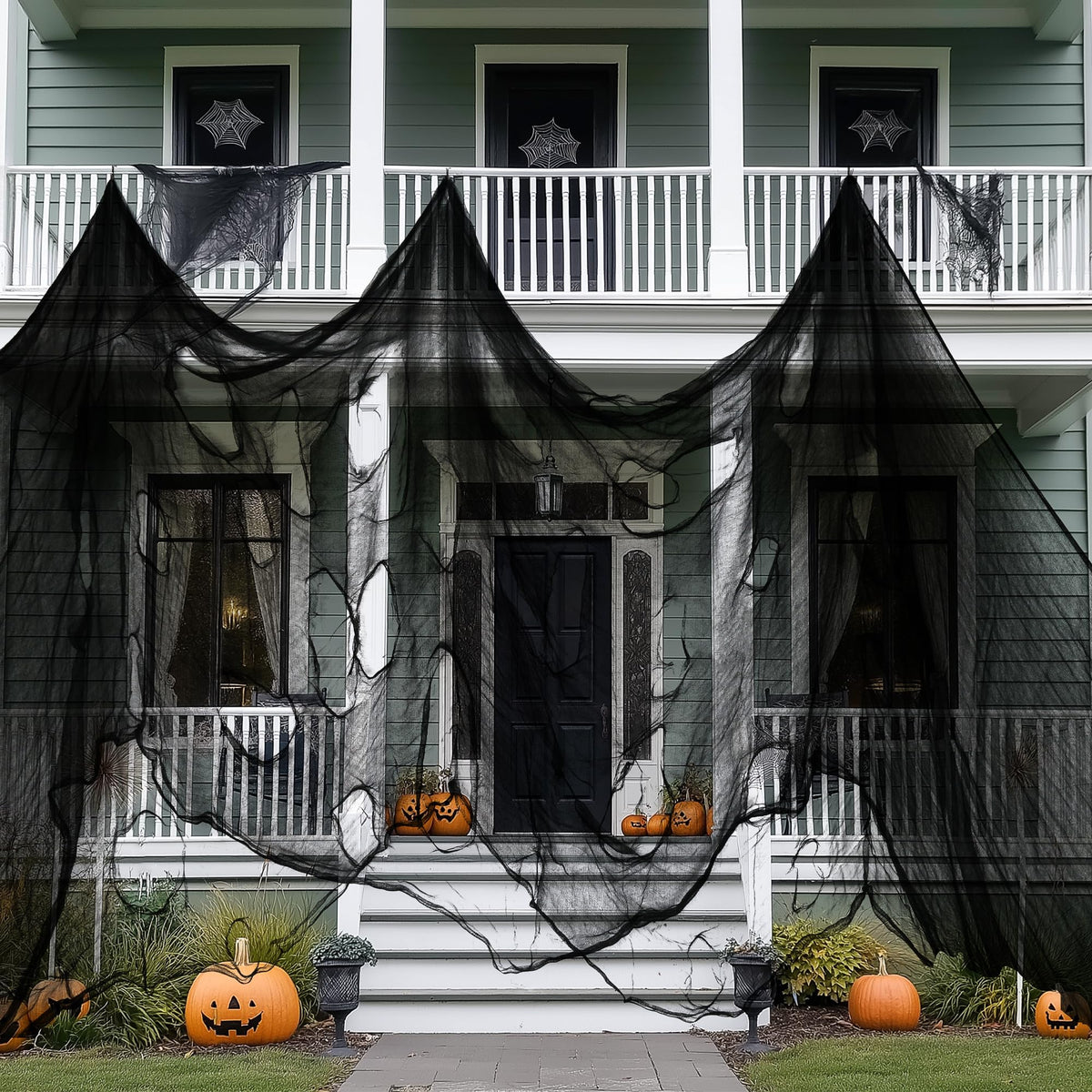Nirohee 30x433 In Halloween Spider Web Black Creepy Cloth,900 Sqft Spider Webs Halloween Decorations with 100 Fake Spiders,Scary Spooky Gauze with Holes for Haunted House,Yard,Wall,Lawn,Garden,Horro