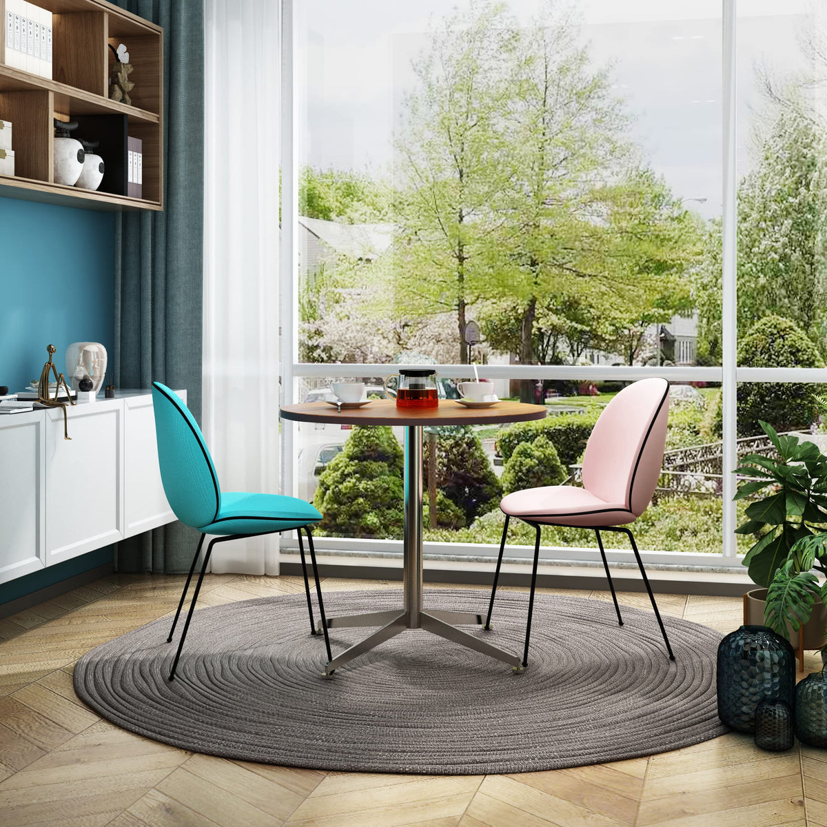 SENGLIDA Round Office Table Conference Table Small Dining Table Coffee Meeting Table for Office Boardroom Kitchen Living Room Waterproof Desktop Easy Assembly 31.5 inch