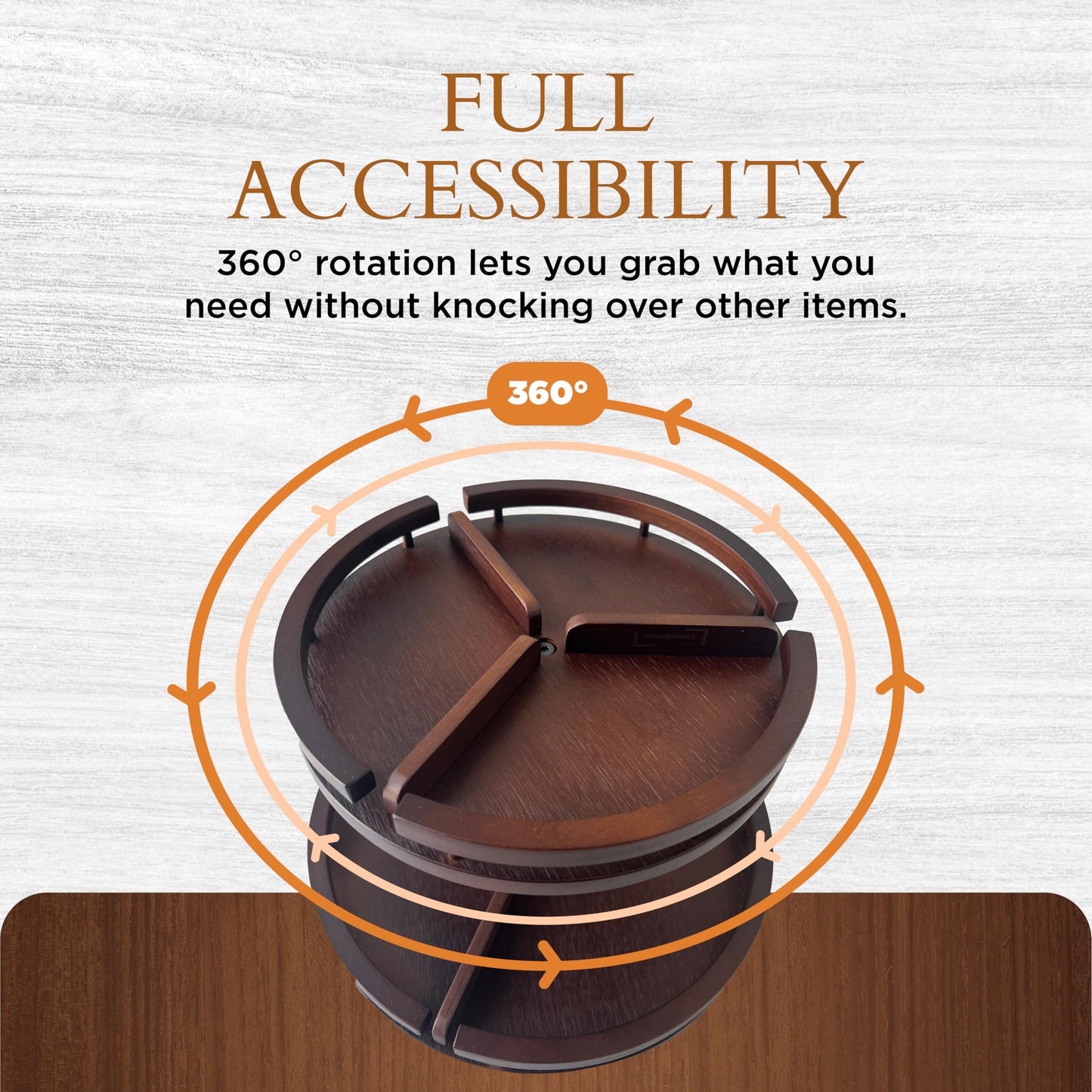 2 Tier Lazy Susan Organizer – 12" Bamboo Rotating Spice Rack Organizers with Adjustable Height Turntable for Cabinet, Pantry, Medicine Cabinet, Kitchen, Spinning Bathroom Counter Top Organizers