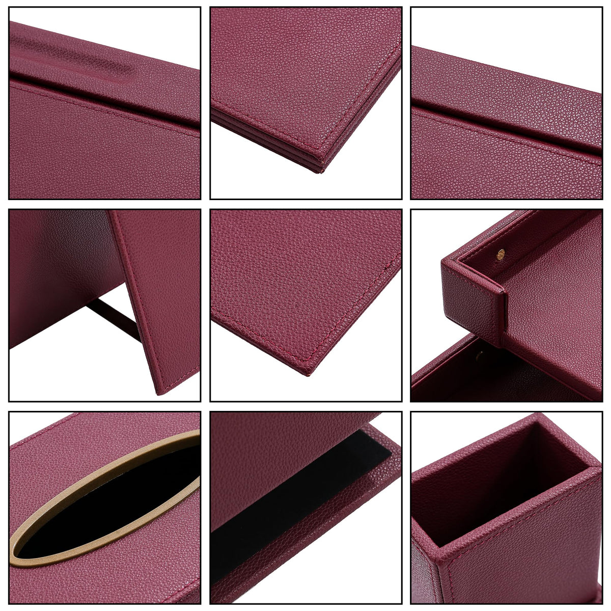 RitPin Desk Set,15-Piece Leather Desk Organizer Set, Executive Office Accessories with Desk Pad & Blotter, 2-Tier Tray, Pen Holder & More, Professional Office Desk Decor & Gift Set (Burgundy)