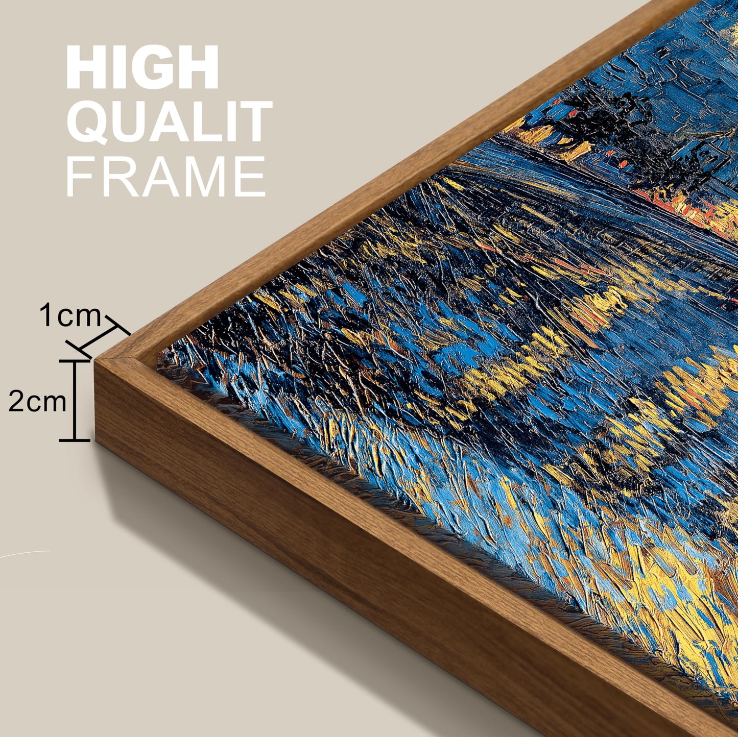 WENGTIAO Framed Canvas Wall Art Starry Night Over The Rhone by Van Gogh Oil Paintings Vintage Landscape Print Reproduction Retro Blue and Yellow Artwork Pictures for Living Room Bedroom Office Study 12”x16”