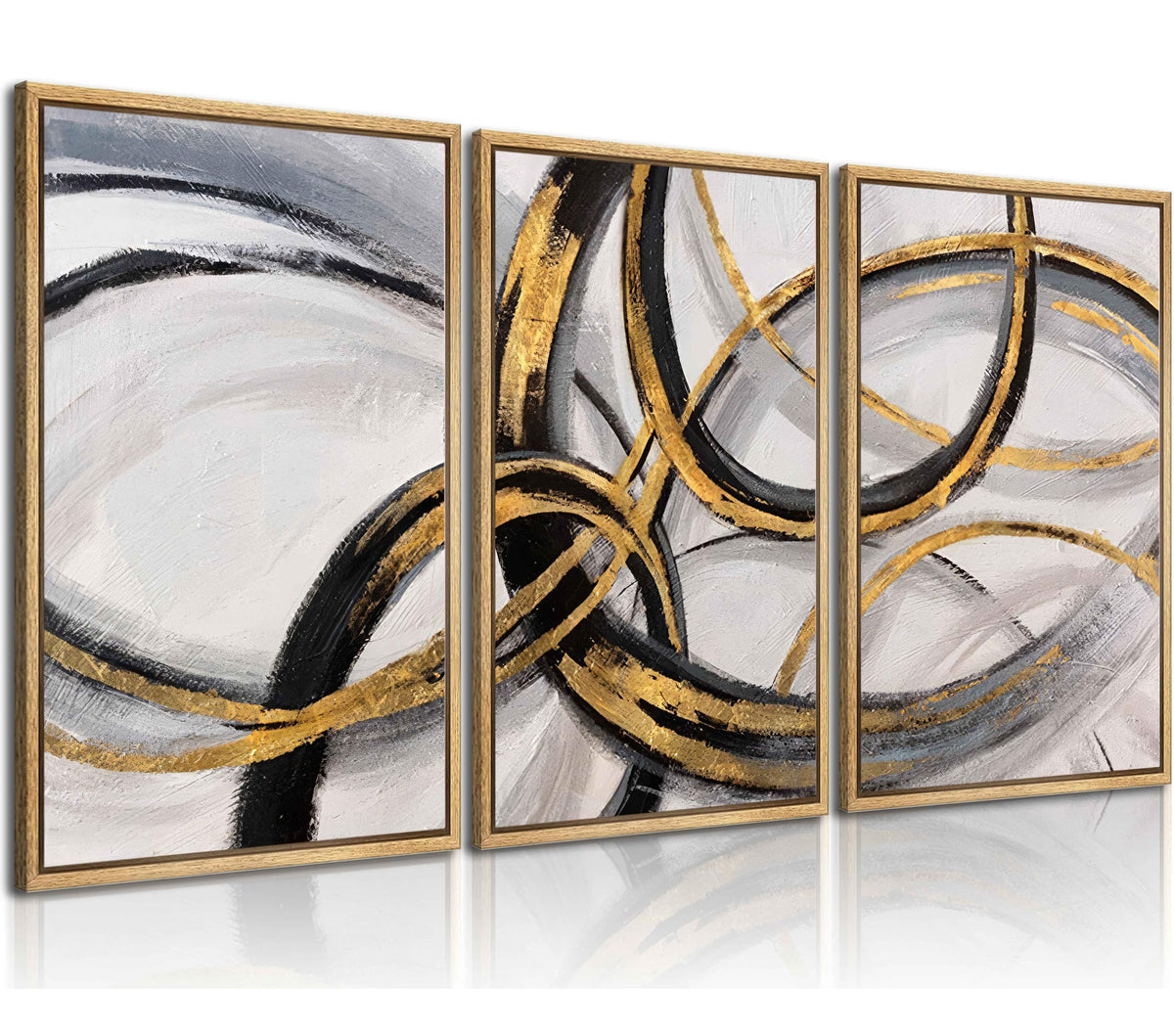 3Pcs Black and Gold Wall Art Modern Abstract Art Wall Decor Black Gold Line Painting Pictures Minimalist line Poster Prints for Living Room Bedroom Office Home Decoration 12x16inch Unframed