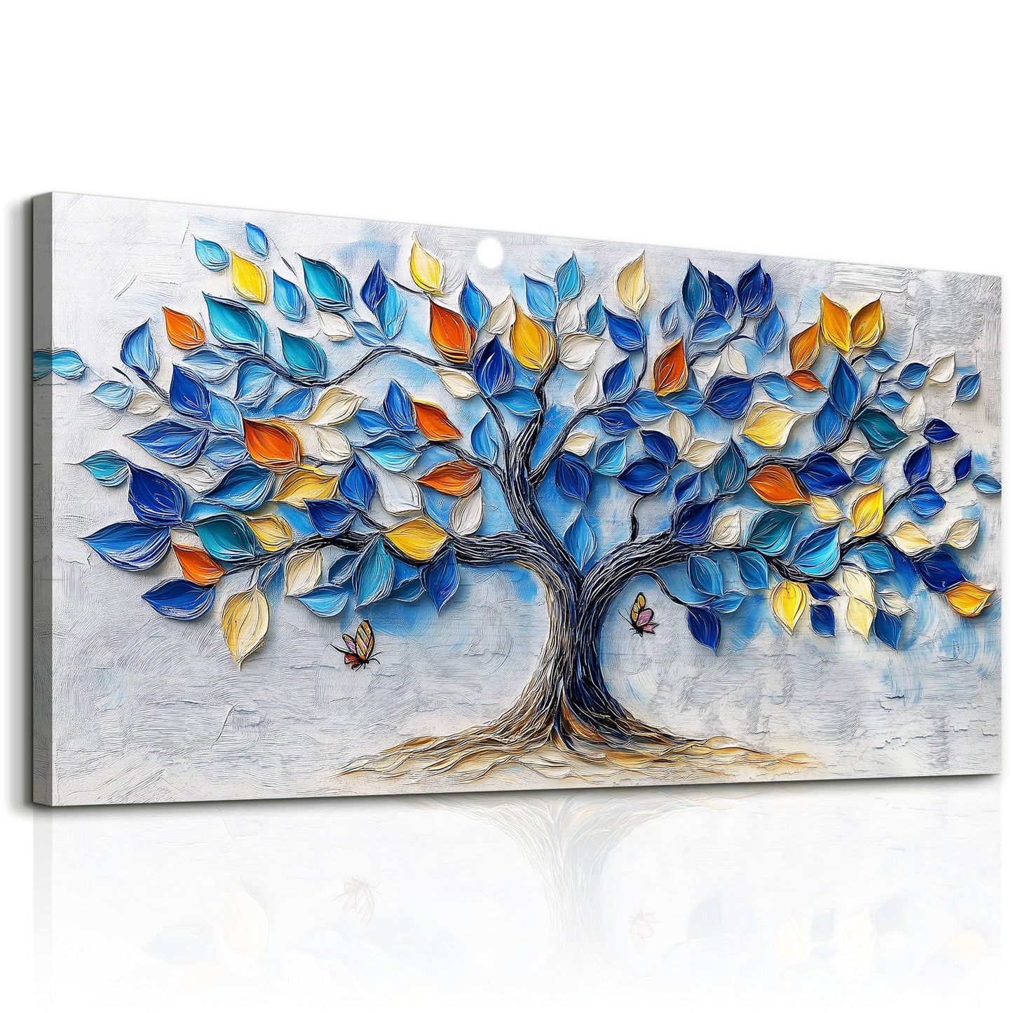 VXMXFTE Wall Art For Living Room Bedroom Wall Decor For Office Dining Room Abstract Blue Tree Painting Restaurant Hallway Wall Home Decor Prints Canvas Artwork Picture Ready To Hang 20x40 Inches