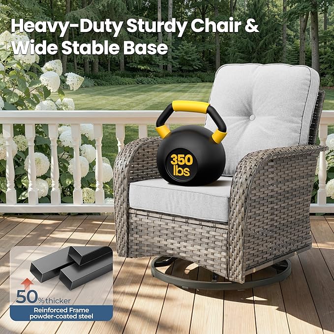 Weaxty 7 Pieces Patio Furniture Set, Wicker Outdoor Swivel Rocking Chairs